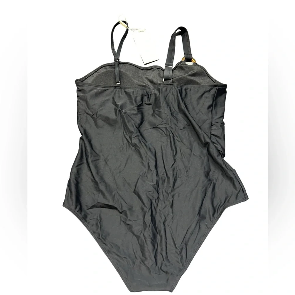 HEYTALALA womens black one piece swimsuit w mesh panel middle size XL NWT - Picture 5 of 7